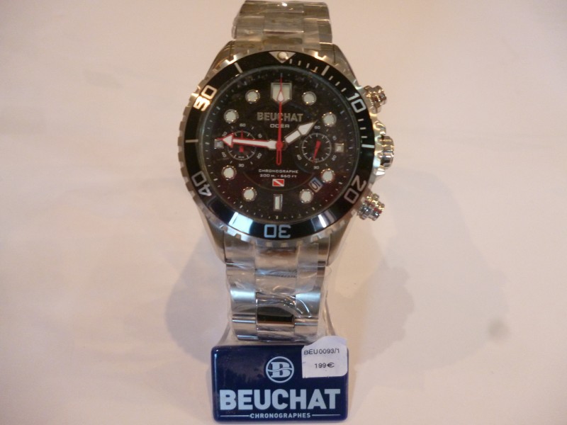 Montre beuchat ocea chronographe étanche 200m bracelet acier en vente à la bijouterie l'échoppe d'or 13007 marseille